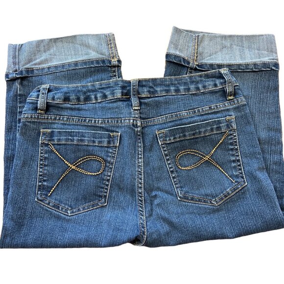 Faded Glory Womens Jean Long Shorts Size 4 Dark Denim Stretch Cotton Blend With - Picture 3 of 7